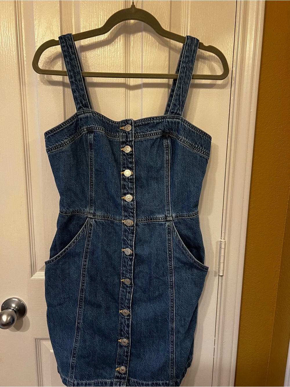 Levi's Denim Button Front Mini Dress Size S Blue Adjustable Straps